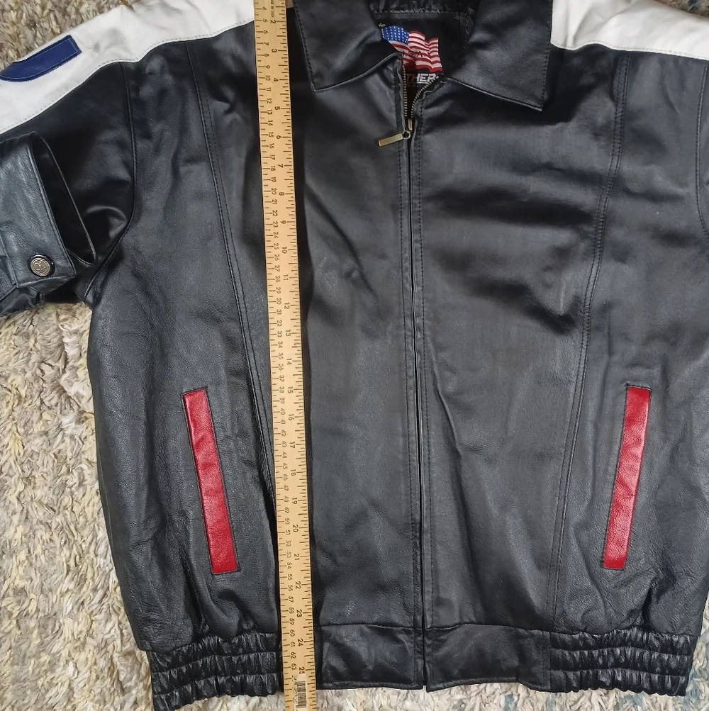 Vintage USA American Flag Leather Jacket - Picture 10 of 12